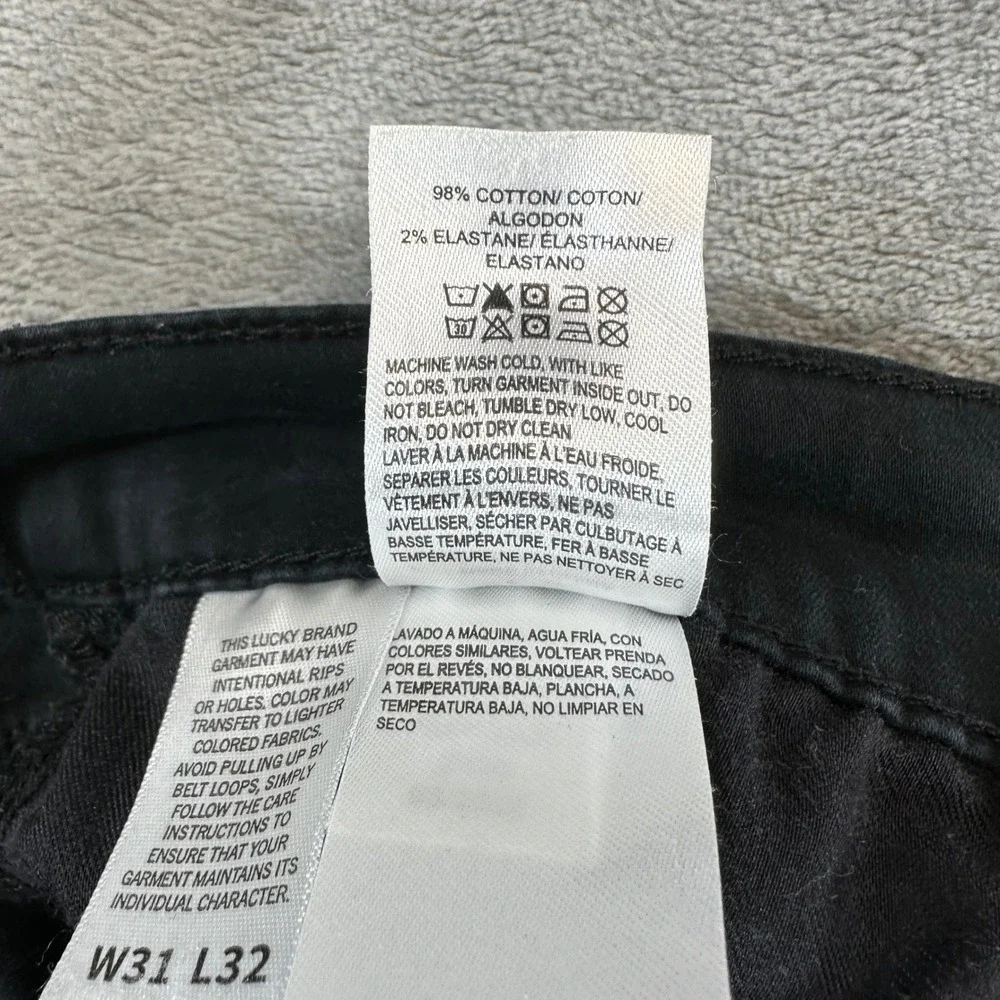 Lucky Brand 121 Slim Straight Jeans Mens Size 31x32 Black Denim Pants